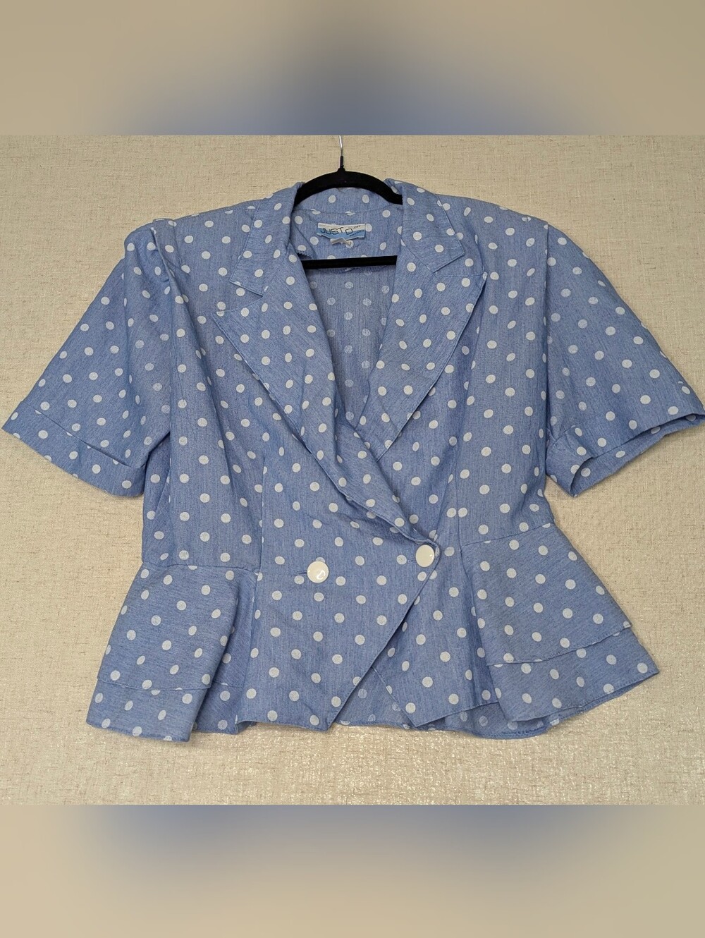 Just Ducky Vintage Polka Dot Peplum Blazer Top Sz  vintage 13, modern M